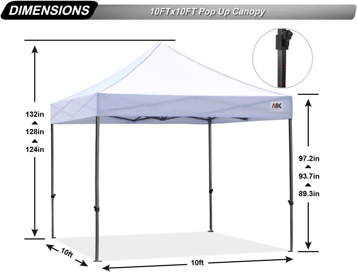 ABCCANOPY S1 Nova Base® - Lite Commercial Pop Up Canopy Tent 10x10/10x15/10x20