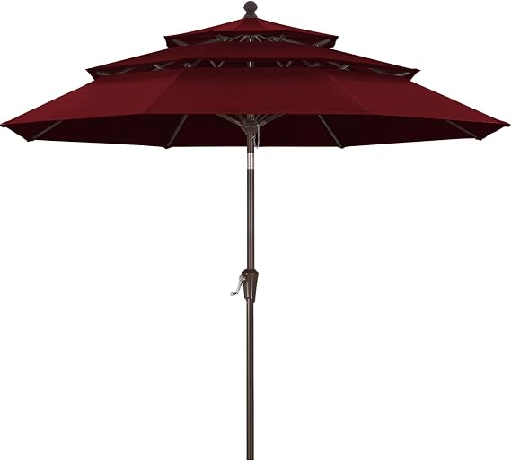ABCCANOPY 9FT 3 Tiers Patio Umbrella 8 Ribs OLEFIN 5-Year No Fading