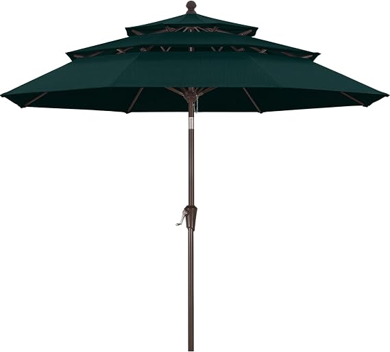ABCCANOPY 9FT 3 Tiers Patio Umbrella 8 Ribs OLEFIN 5-Year No Fading