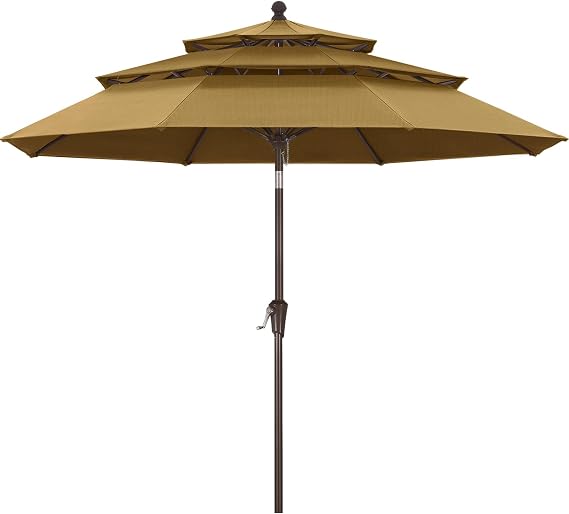 ABCCANOPY 9FT 3 Tiers Patio Umbrella 8 Ribs OLEFIN 5-Year No Fading Land
