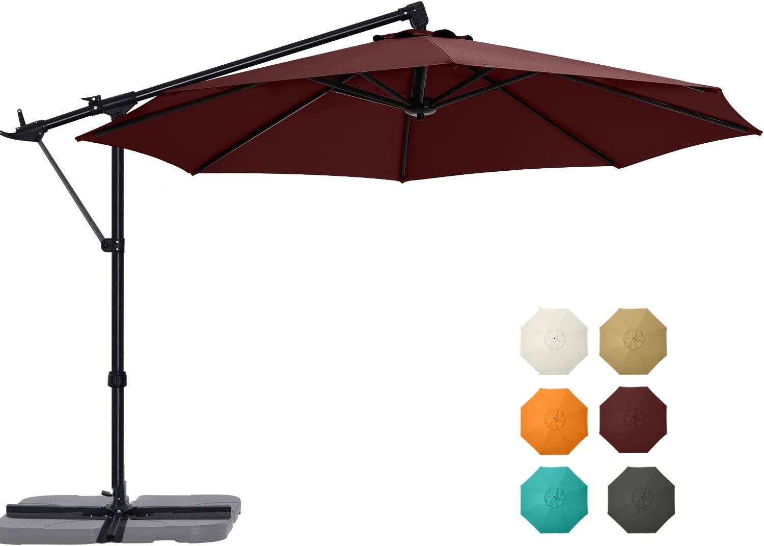 ABCCANOPY Cantilever Patio Umbrellas 10FT Burgundy ABCCANOPY Cantilever Patio Umbrellas 10FT Burgundy