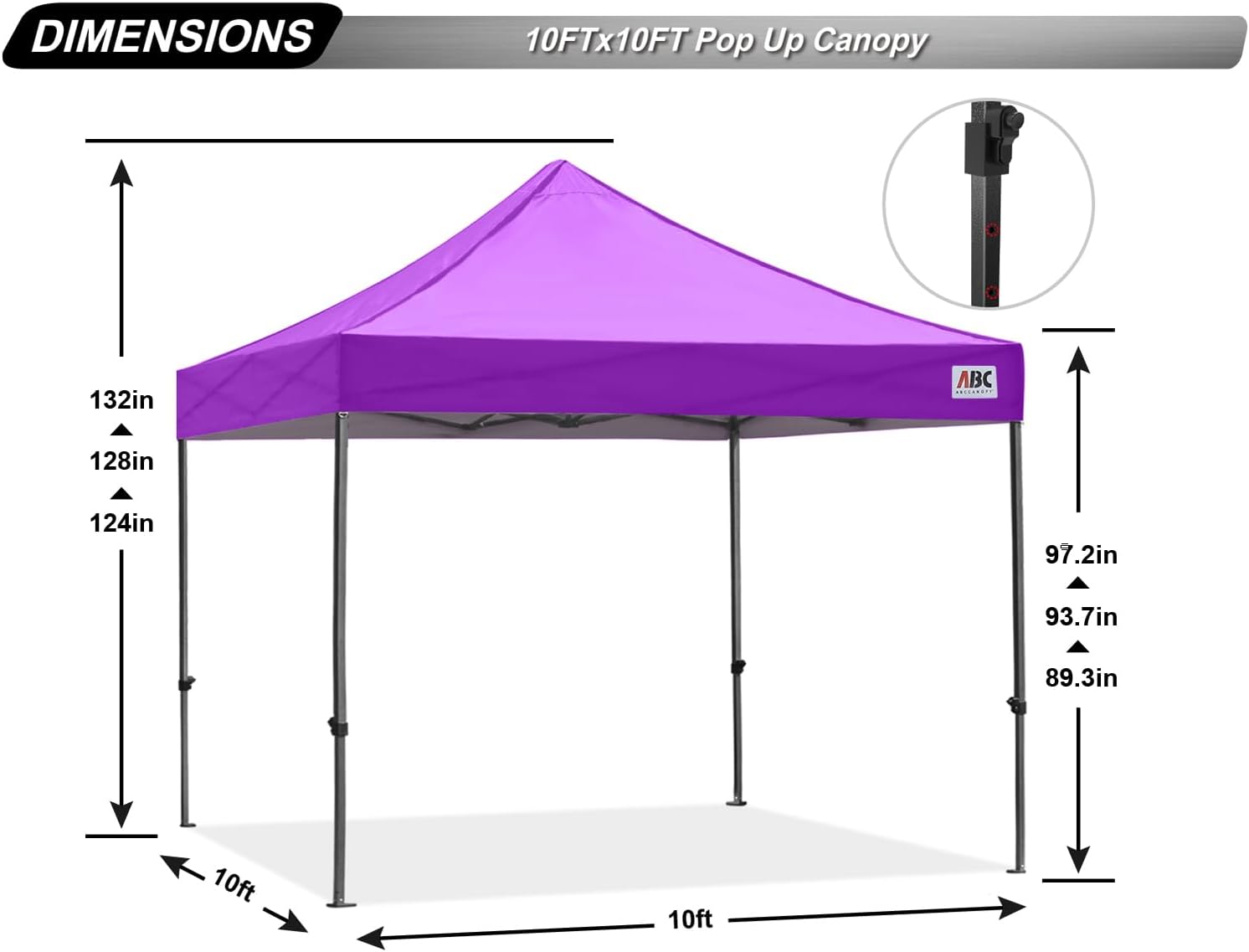 ABCCANOPY S1 Nova Base® - Lite Commercial Pop Up Canopy Tent 10x10/10x15/10x20