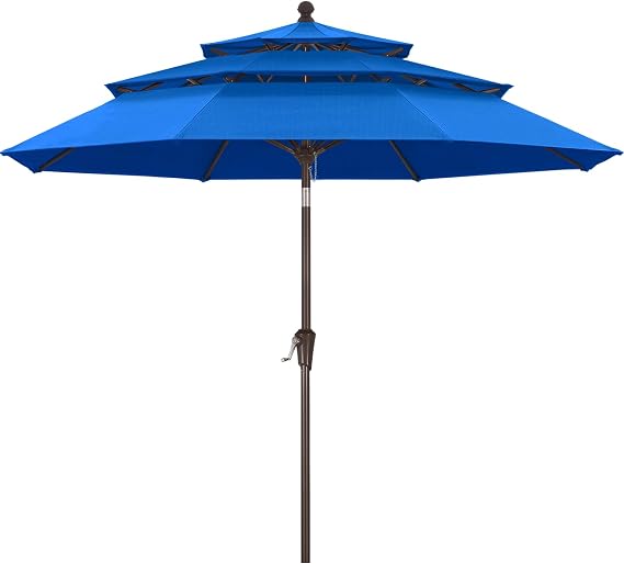 ABCCANOPY 9FT 3 Tiers Patio Umbrella 8 Ribs OLEFIN 5-Year No Fading