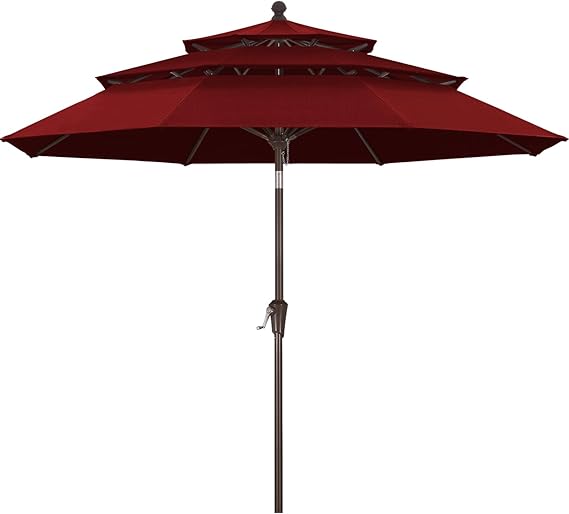 ABCCANOPY 9FT 3 Tiers Patio Umbrella 8 Ribs OLEFIN 5-Year No Fading