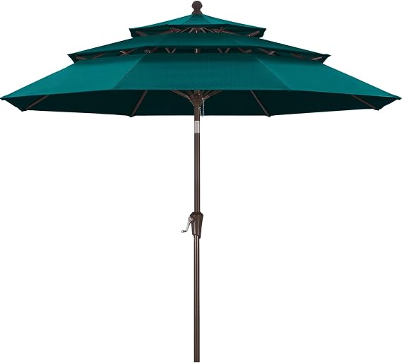 ABCCANOPY 9FT 3 Tiers Patio Umbrella 8 Ribs OLEFIN 5-Year No Fading