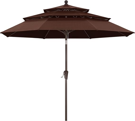ABCCANOPY 9FT 3 Tiers Patio Umbrella 8 Ribs OLEFIN 5-Year No Fading