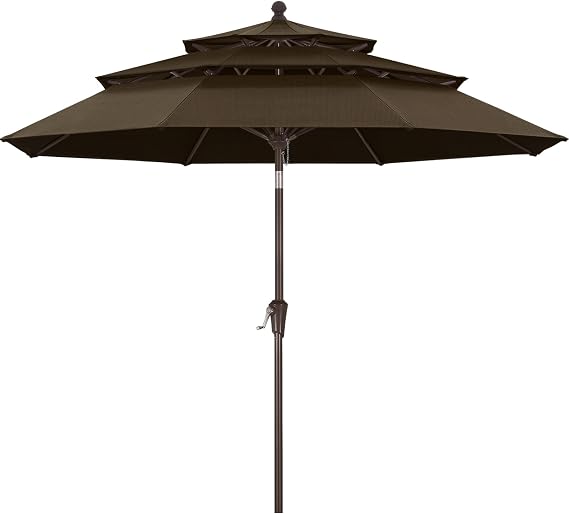 ABCCANOPY 9 ft. Steel Market Push Tilt Outdoor Patio Umbrella, with 5-Year-Non-Fading Olefin Fabric in Coffee