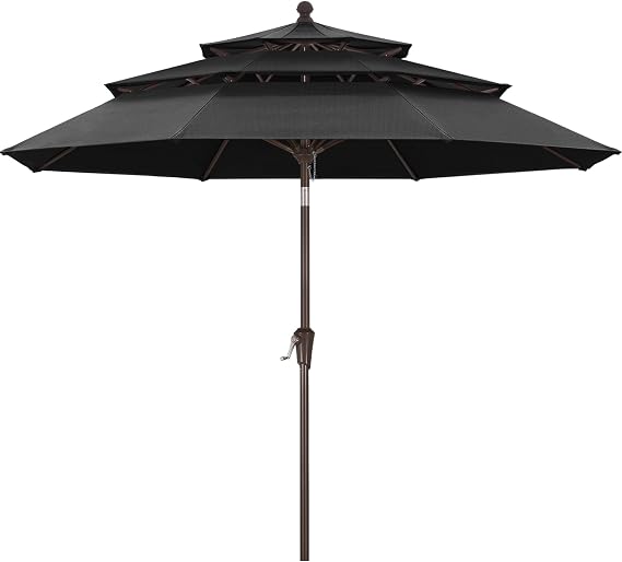 ABCCANOPY Outdoor Waterproof Table 8 Ribs Umbrella with Crank 9FT / Dark Gray