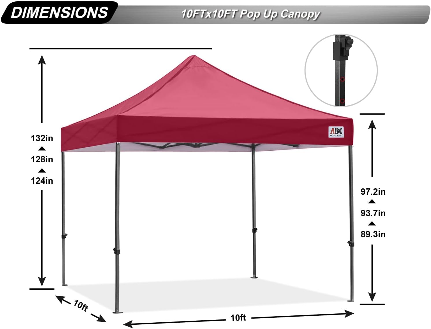 ABCCANOPY S1 Nova Base® - Lite Commercial Pop Up Canopy Tent 10x10/10x15/10x20