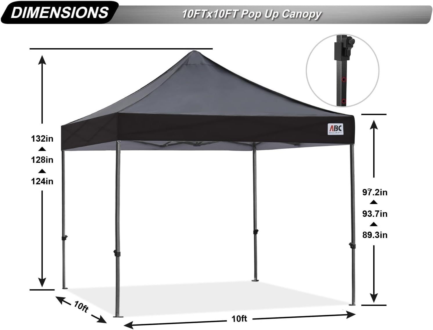 ABCCANOPY S1 Nova Base® - Lite Commercial Pop Up Canopy Tent 10x10/10x15/10x20