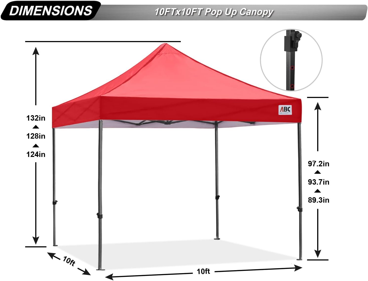 ABCCANOPY S1 Nova Base® - Lite Commercial Pop Up Canopy Tent 10x10/10x15/10x20