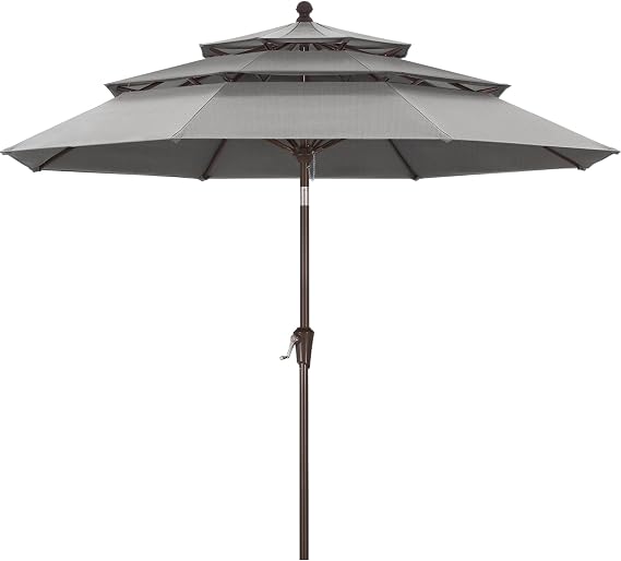 ABCCANOPY 9FT 3 Tiers Patio Umbrella 8 Ribs OLEFIN 5-Year No Fading