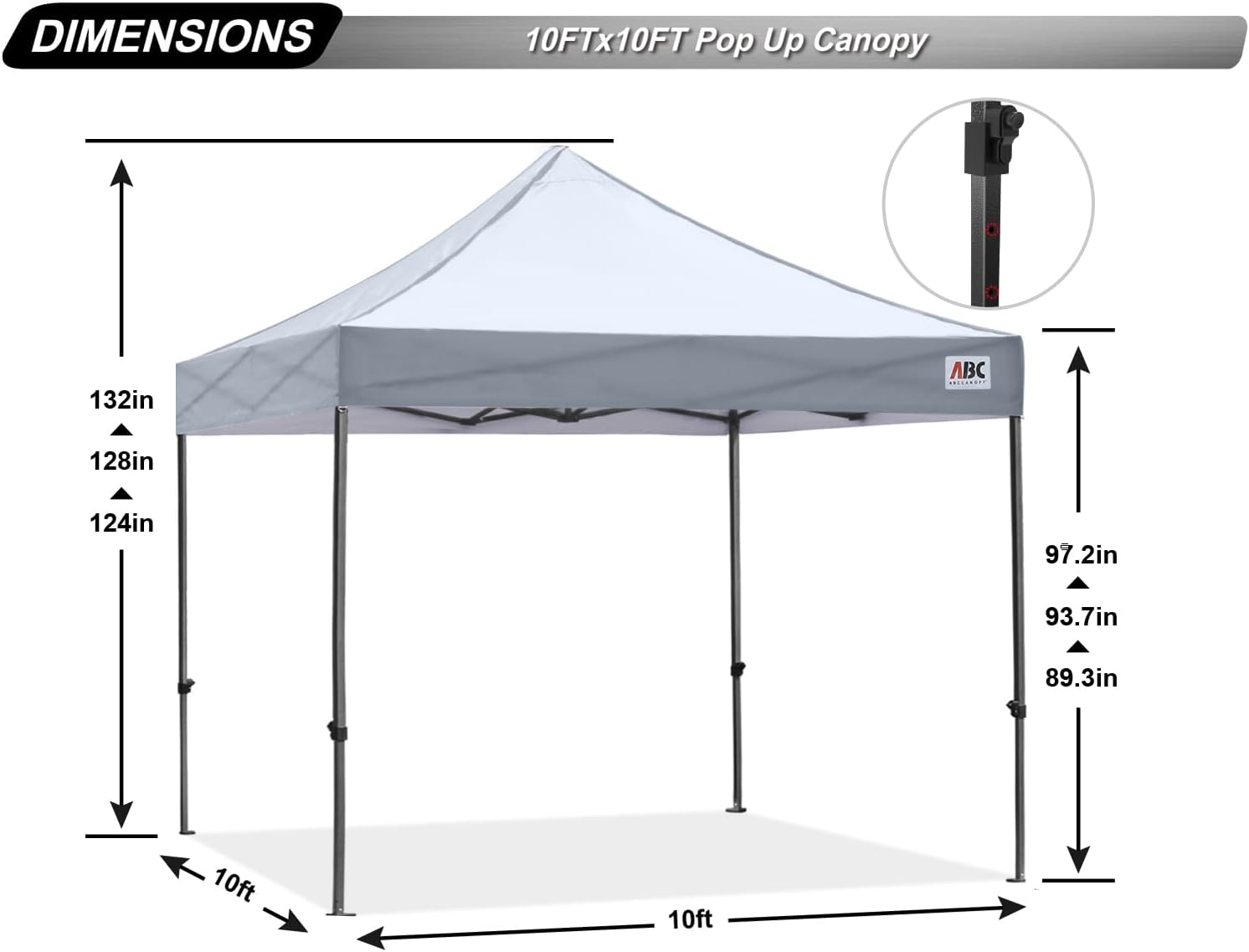 ABCCANOPY S1 Nova Base® - Lite Commercial Pop Up Canopy Tent 10x10/10x15/10x20