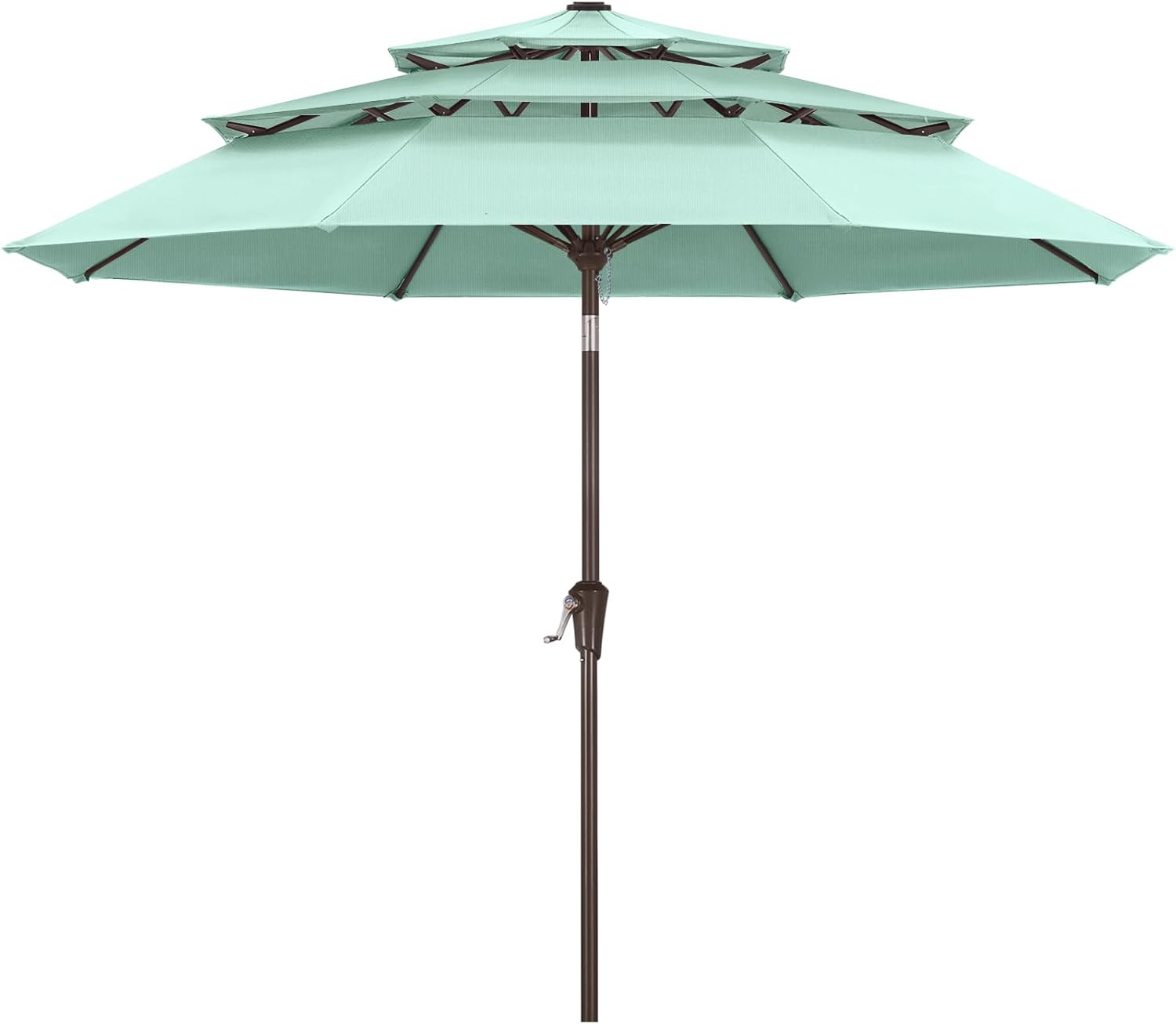 ABCCANOPY 9FT 3 Tiers Patio Umbrella 8 Ribs OLEFIN 5-Year No Fading Light Blue
