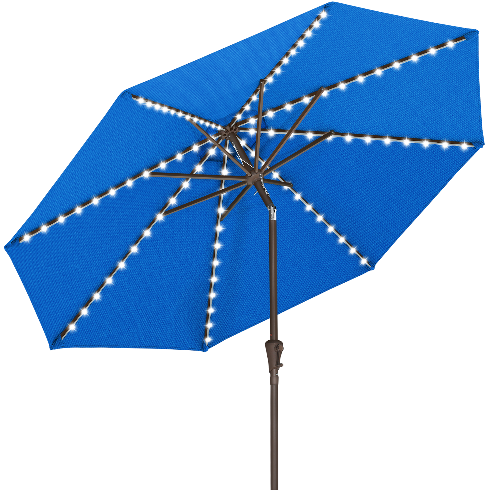 ABCCANOPY OLEFIN 5-Year No Fading Patio Umbrella with Solar Lights 9FT 8Ribs