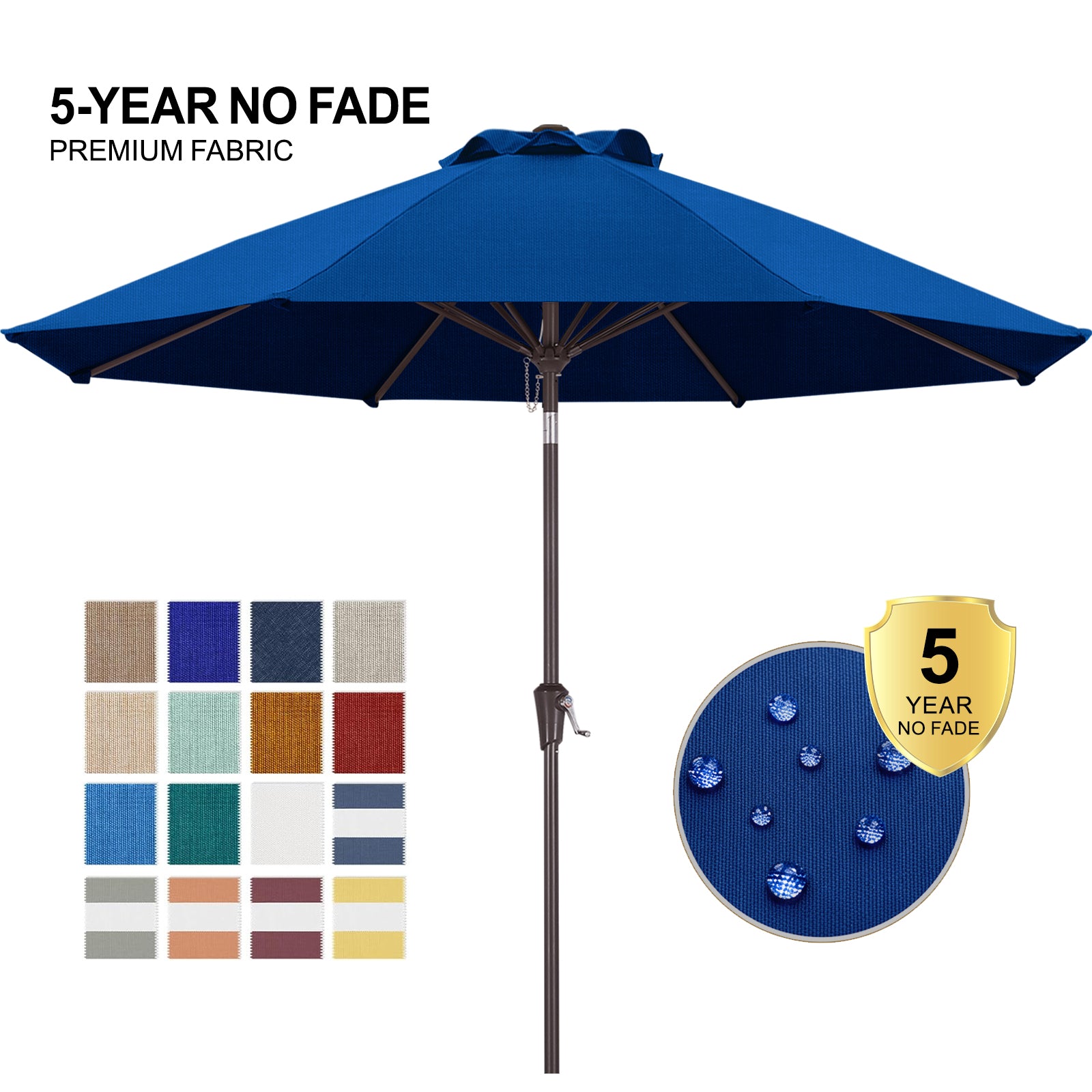 ABCCANOPY 9FT Patio Umbrella Outdoor Table Umbrella 8 Ribs OLEFIN 5-Year No Fading