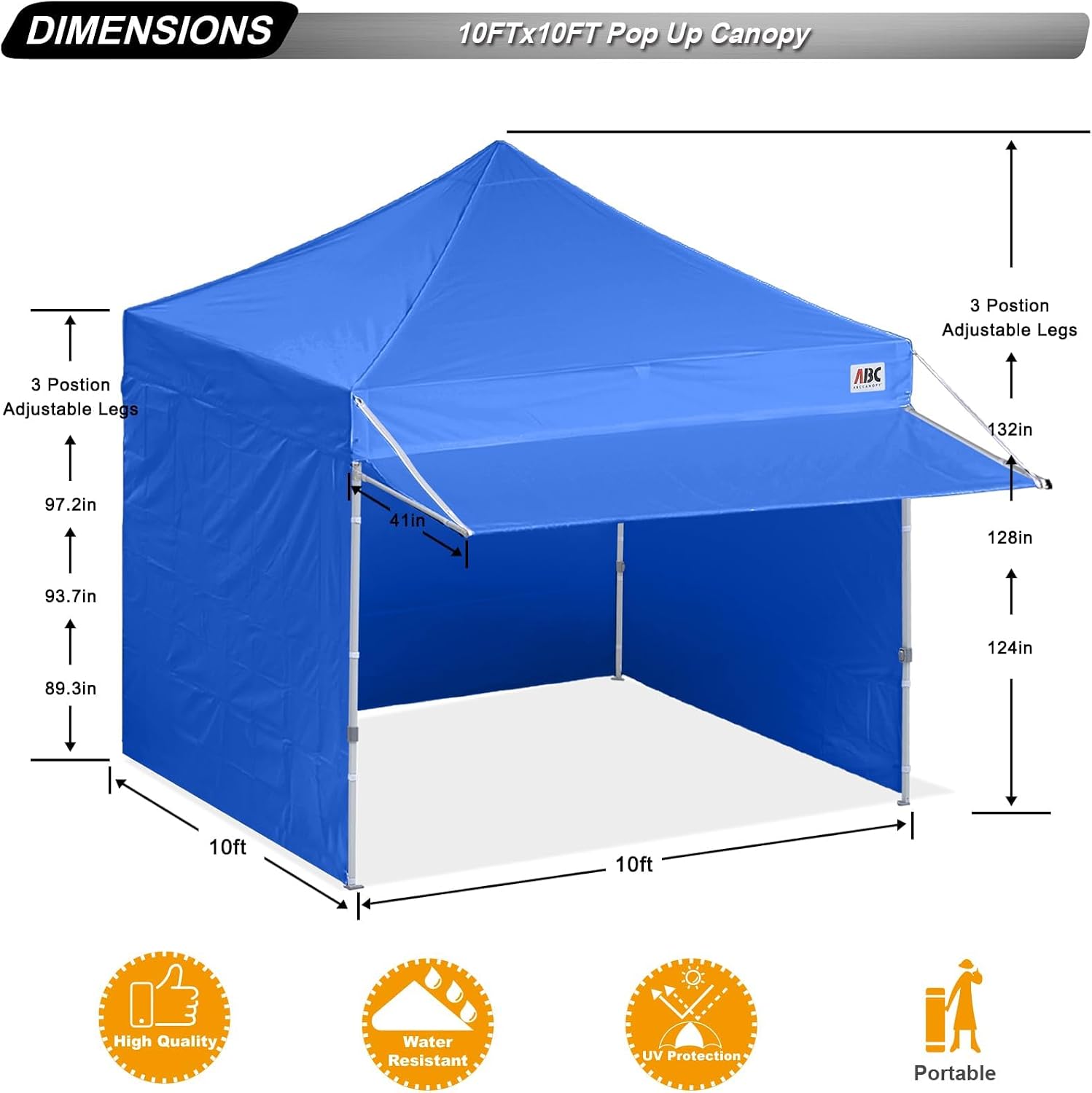 ABCCANOPY S1 Nova Base® - Lite Commercial Pop Up Canopy Tent with Awning 10x10/10x20