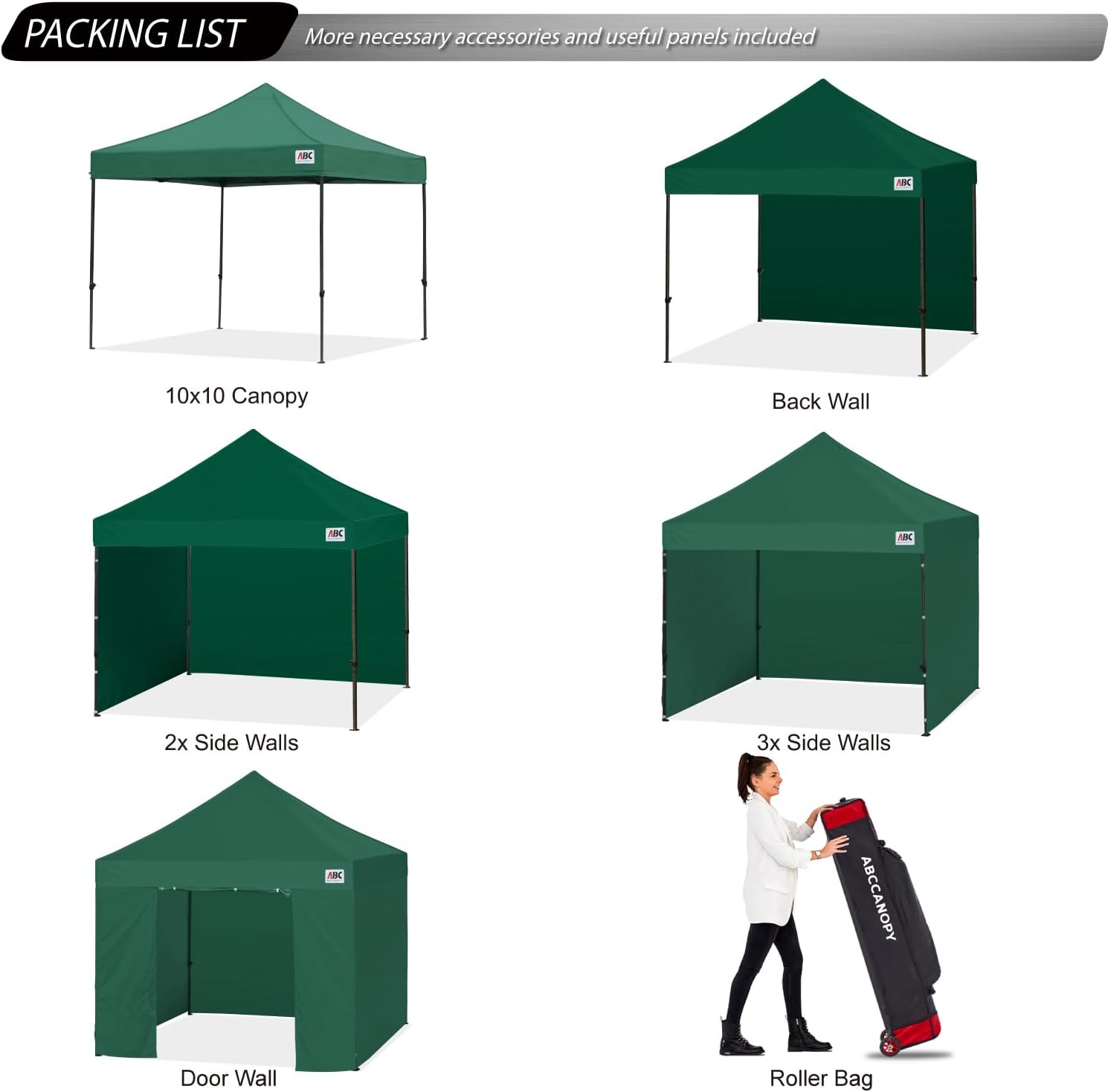ABCCANOPY S1 Nova Base® - Lite Commercial Pop Up Canopy Tent with Sidewalls 4-Pack