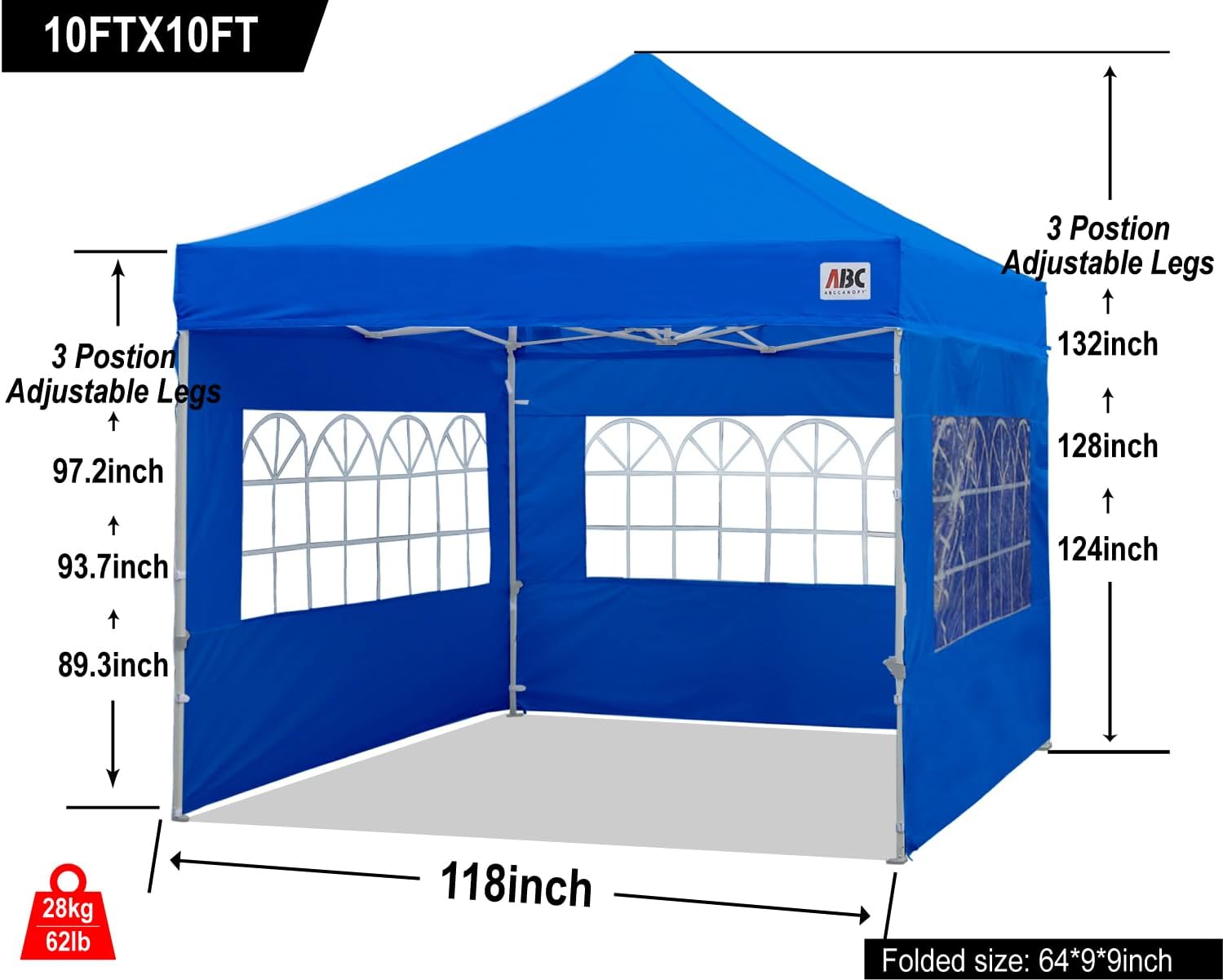 S1 Nova Base® - Lite Commercial Pop Up Canopy Tent with Window Sidewalls 4-Pack