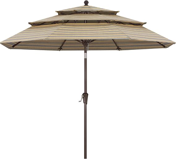 ABCCANOPY 9FT 3 Tiers Patio Umbrella 8 Ribs OLEFIN 5-Year No Fading