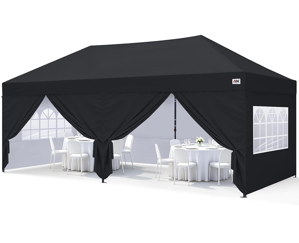 ABCCANOPY 10x10 Pop Up Canopy Tent with Church Window Sidewalls (Low Crest™)
