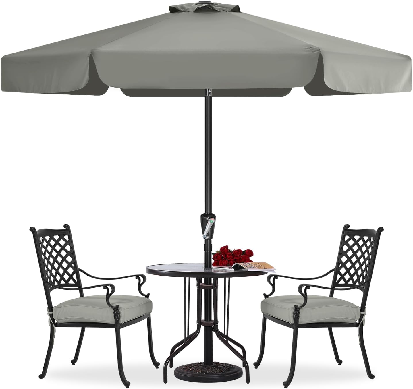 crank patio table umbrella 15FT Outdoor Double-Sided Rectangle Market Umbrella wit touch and superior appearance Sonkuki 7.5 ft. Patio Market