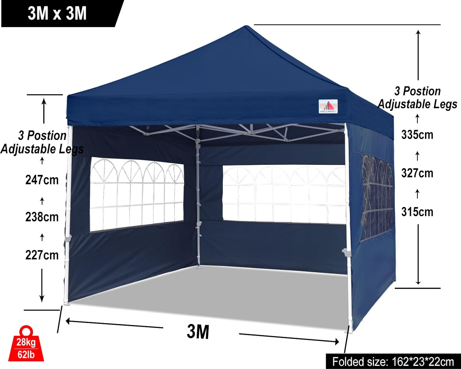 S1 Nova Base® - Lite Commercial Pop Up Canopy Tent with Window Sidewalls 4-Pack