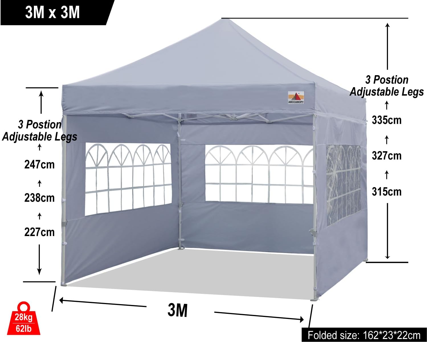 S1 Nova Base® - Lite Commercial Pop Up Canopy Tent with Window Sidewalls 4-Pack