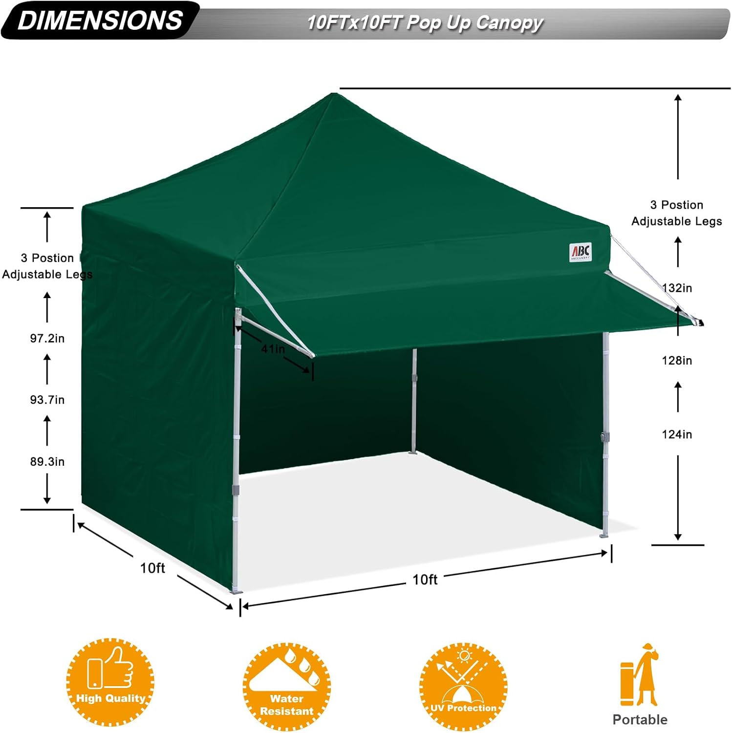 ABCCANOPY S1 Nova Base® - Lite Commercial Pop Up Canopy Tent with Awning 10x10/10x20