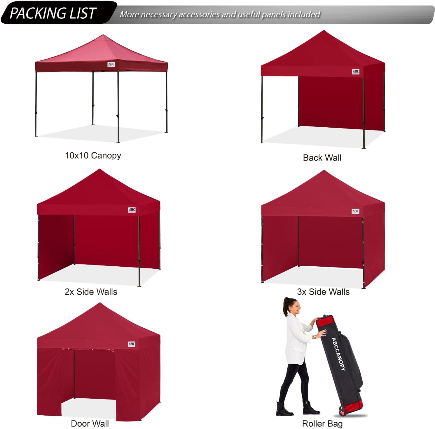 ABCCANOPY S1 Nova Base® - Lite Commercial Pop Up Canopy Tent with Sidewalls 4-Pack