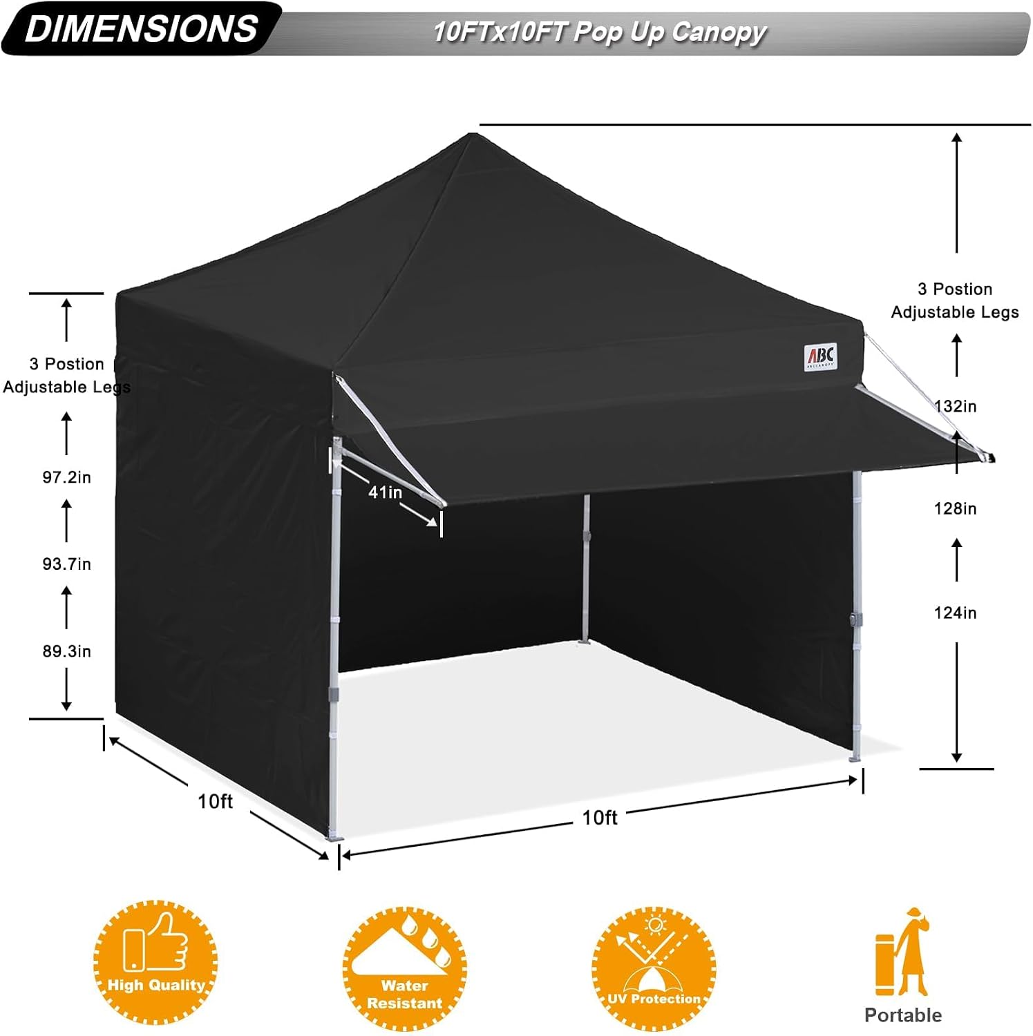 ABCCANOPY S1 Nova Base® - Lite Commercial Pop Up Canopy Tent with Awning 10x10/10x20