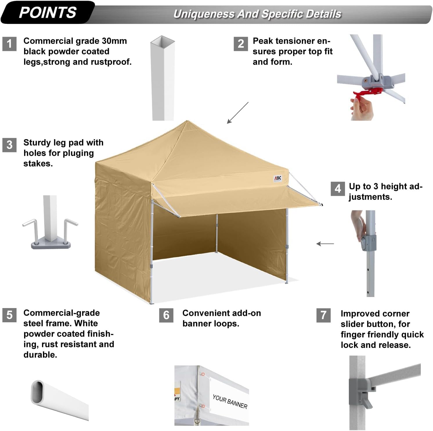 ABCCANOPY S1 Nova Base® - Lite Commercial Pop Up Canopy Tent with Awning 10x10/10x20