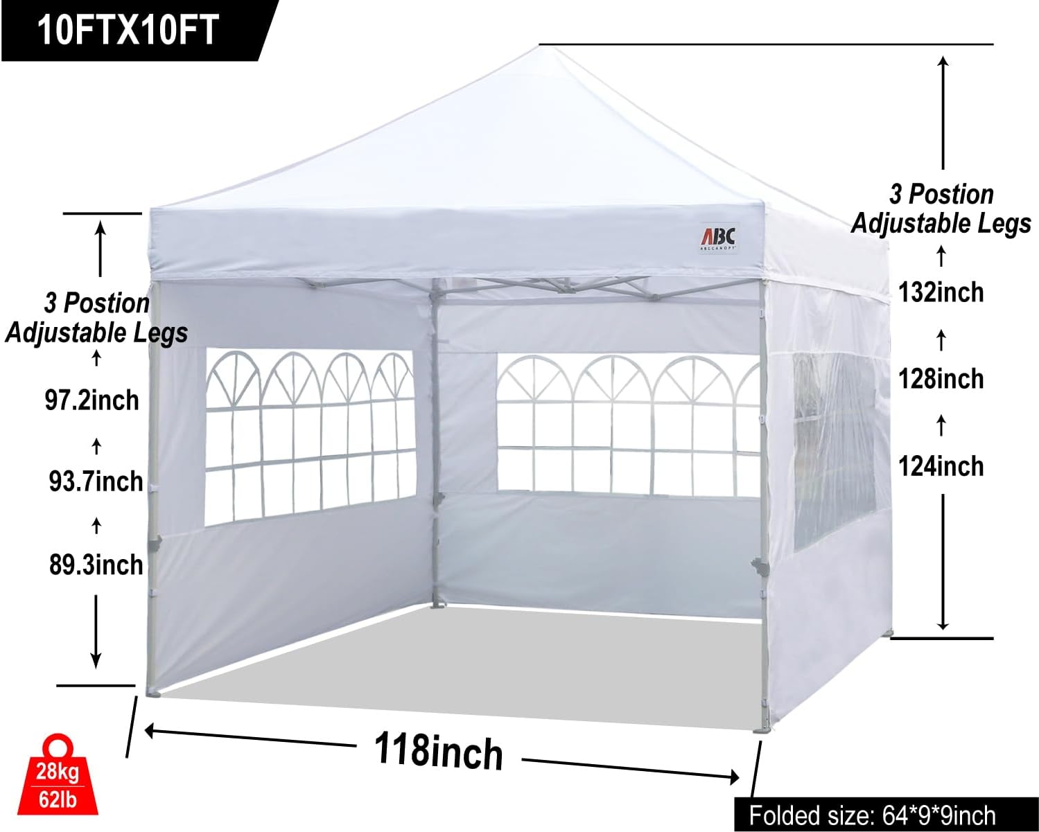 S1 Nova Base® - Lite Commercial Pop Up Canopy Tent with Window Sidewalls 4-Pack