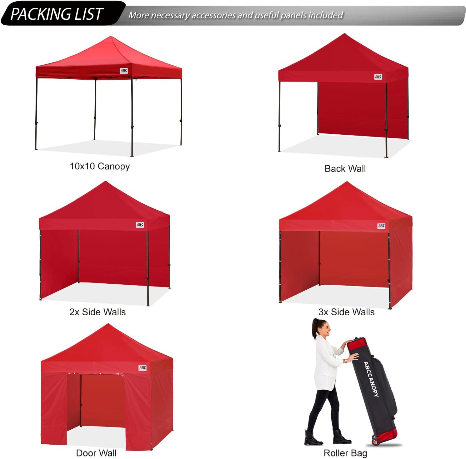 ABCCANOPY S1 Nova Base® - Lite Commercial Pop Up Canopy Tent with Sidewalls 4-Pack