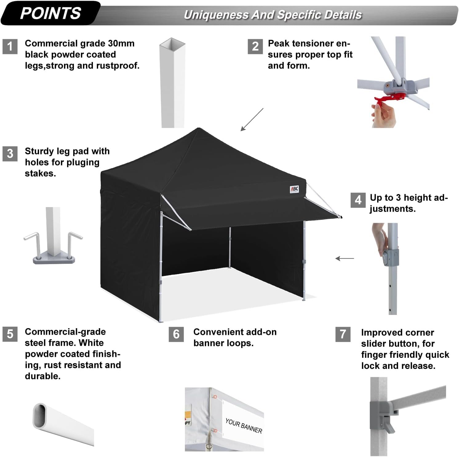 ABCCANOPY S1 Nova Base® - Lite Commercial Pop Up Canopy Tent with Awning 10x10/10x20