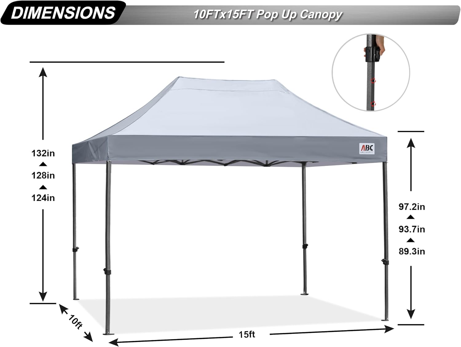ABCCANOPY S1 Nova Base® - Lite Commercial Pop Up Canopy Tent 10x10/10x15/10x20
