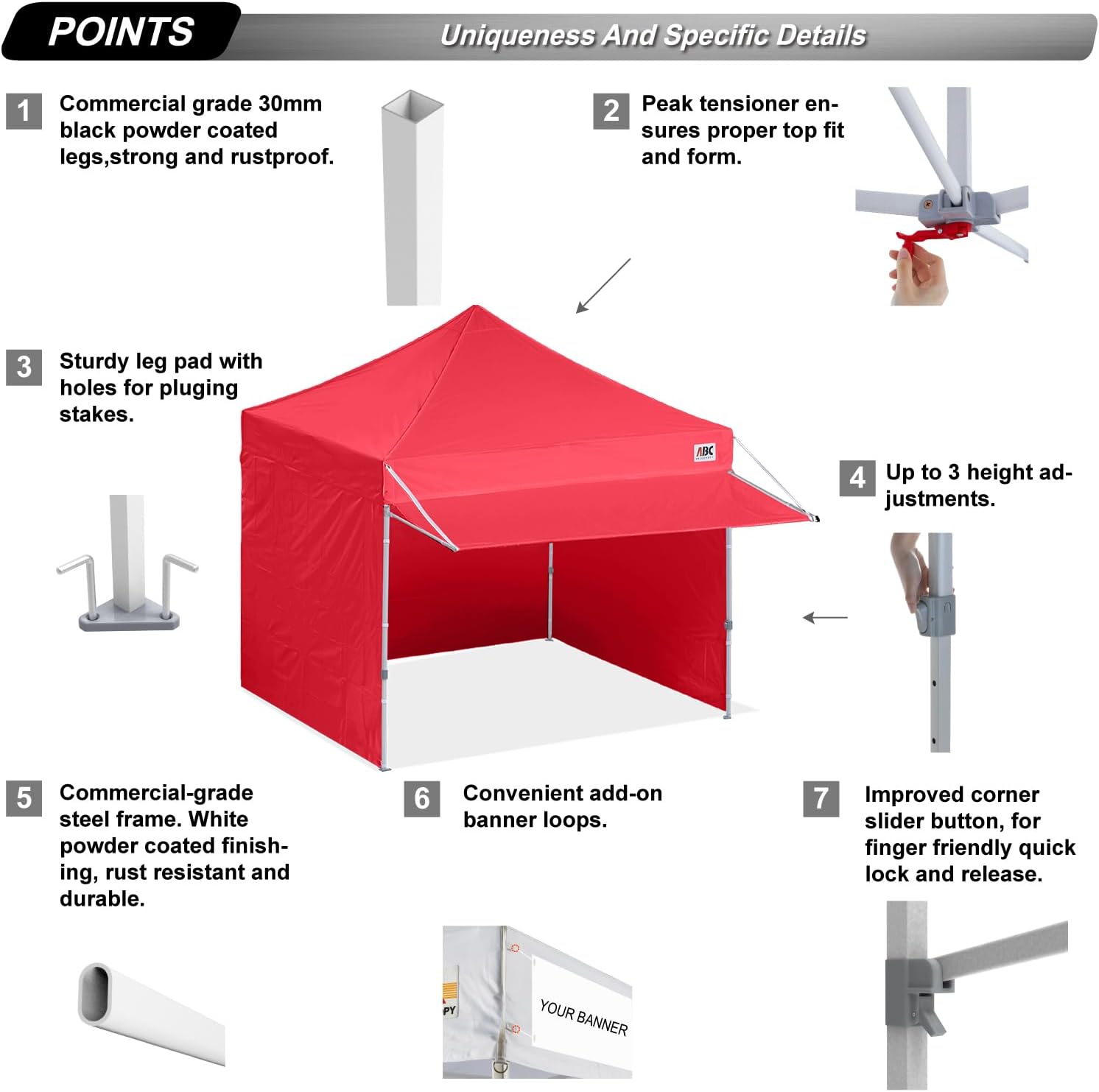 ABCCANOPY S1 Nova Base® - Lite Commercial Pop Up Canopy Tent with Awning 10x10/10x20