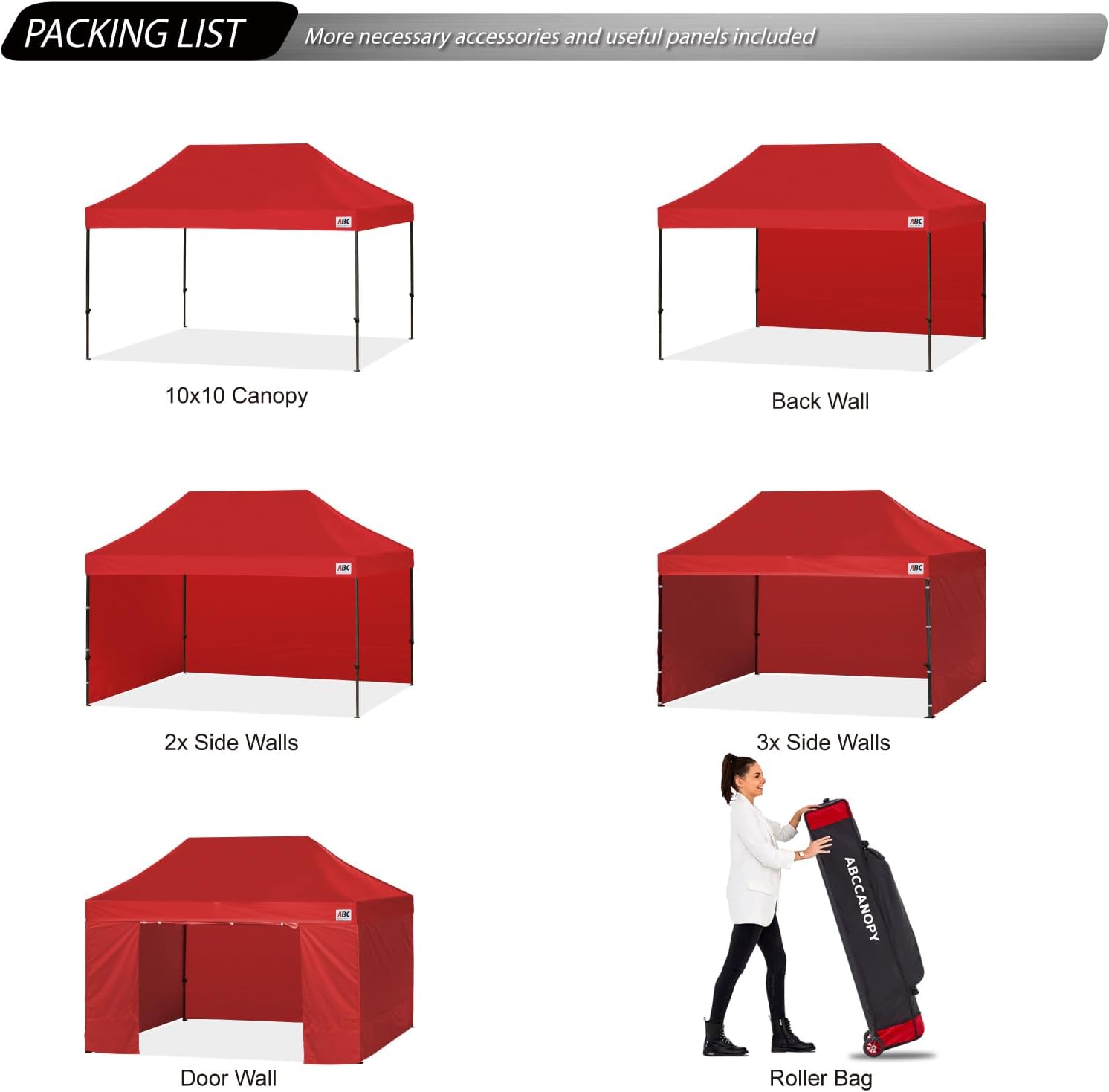ABCCANOPY S1 Nova Base® - Lite Commercial Pop Up Canopy Tent with Sidewalls 4-Pack