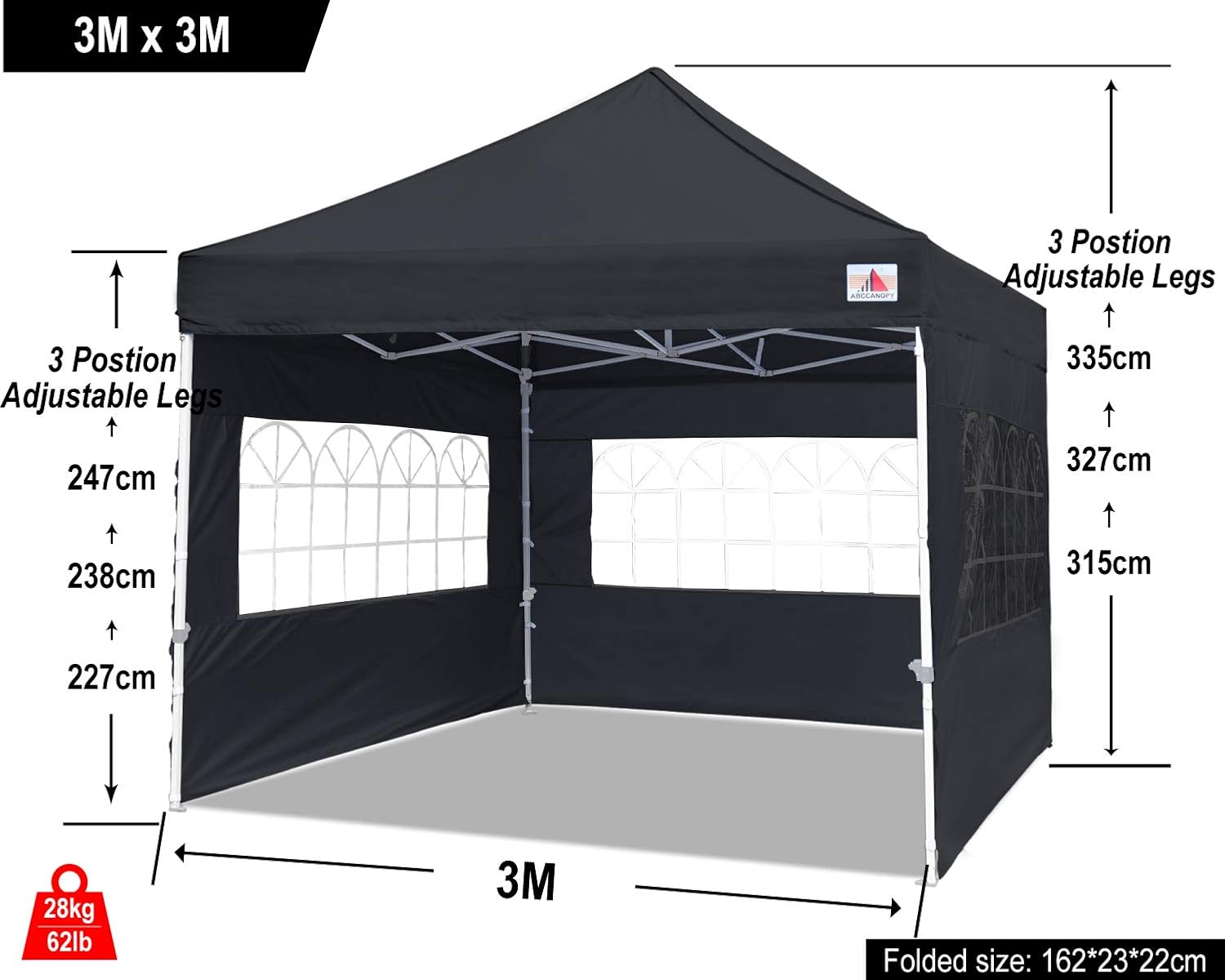 S1 Nova Base® - Lite Commercial Pop Up Canopy Tent with Window Sidewalls 4-Pack