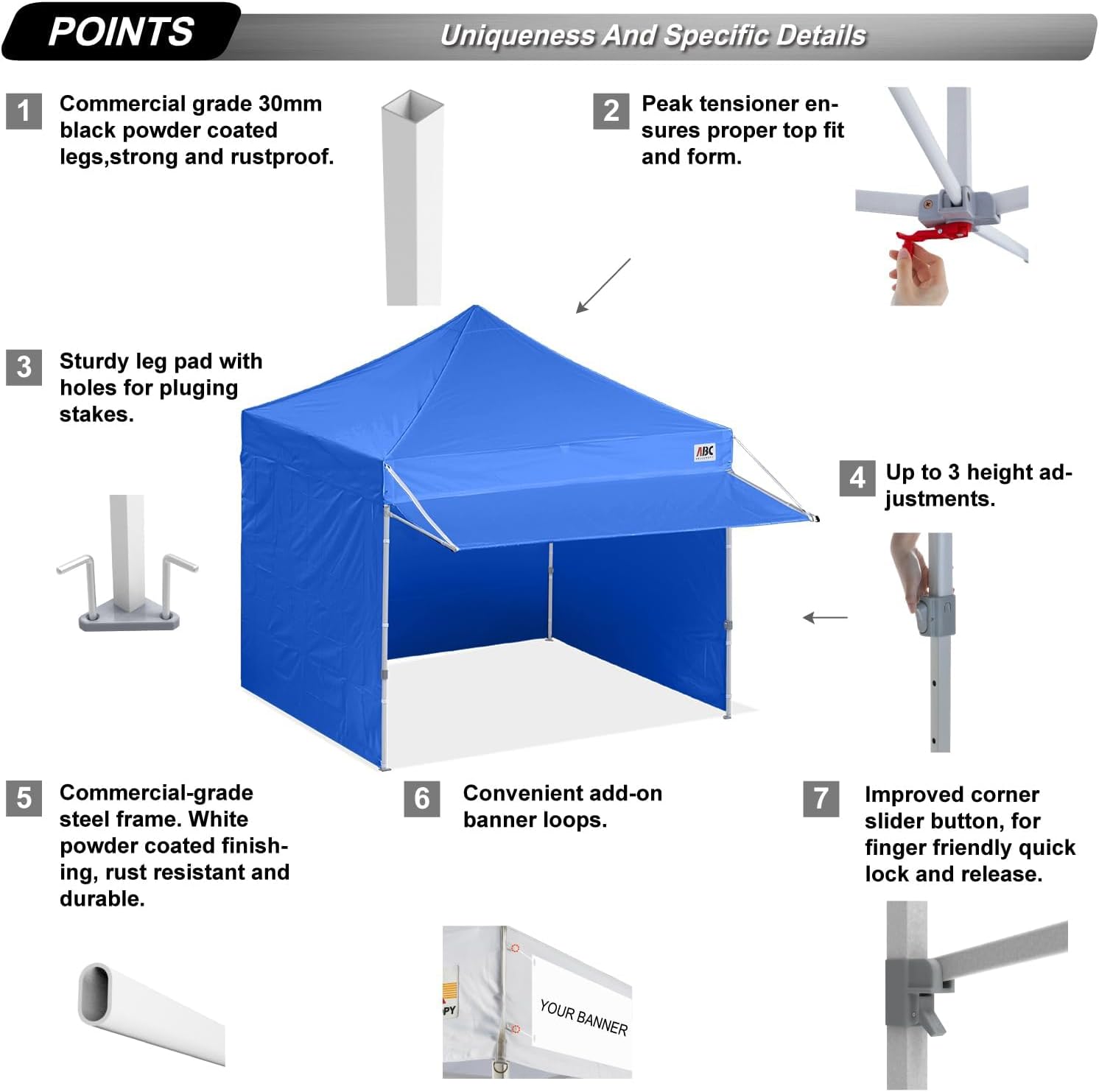 ABCCANOPY S1 Nova Base® - Lite Commercial Pop Up Canopy Tent with Awning 10x10/10x20
