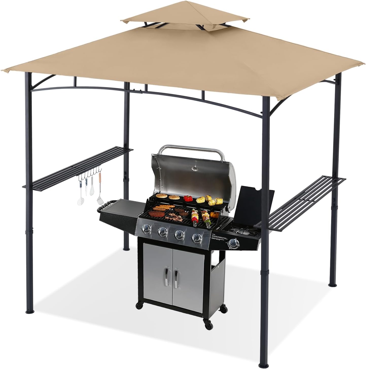 Outdoor 8x5 Grill Gazebo Shelter for BBQ with LED Light