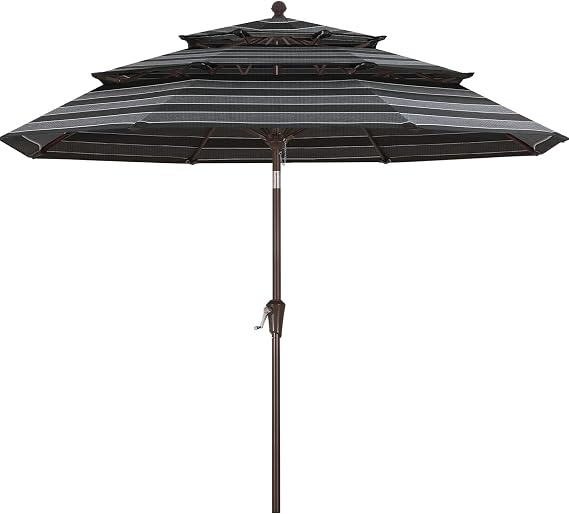 ABCCANOPY 9FT 3 Tiers Patio Umbrella 8 Ribs OLEFIN 5-Year No Fading