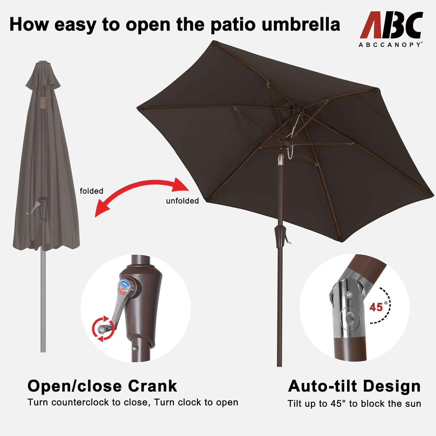 ABCCANOPY 7.5FT Outdoor Patio Umbrella 8 Ribs