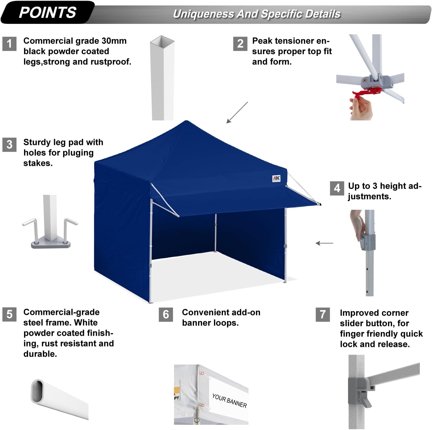 ABCCANOPY S1 Nova Base® - Lite Commercial Pop Up Canopy Tent with Awning 10x10/10x20