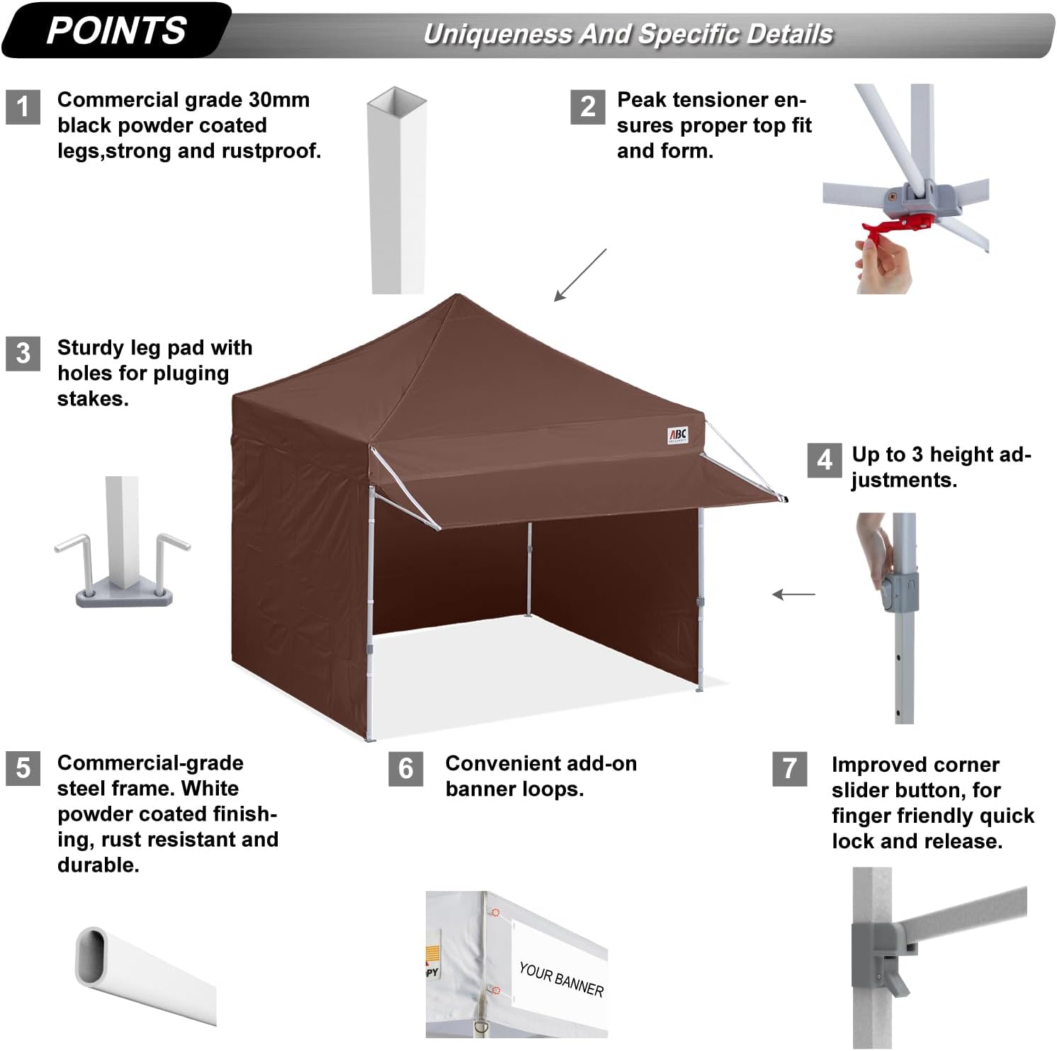ABCCANOPY S1 Nova Base® - Lite Commercial Pop Up Canopy Tent with Awning 10x10/10x20