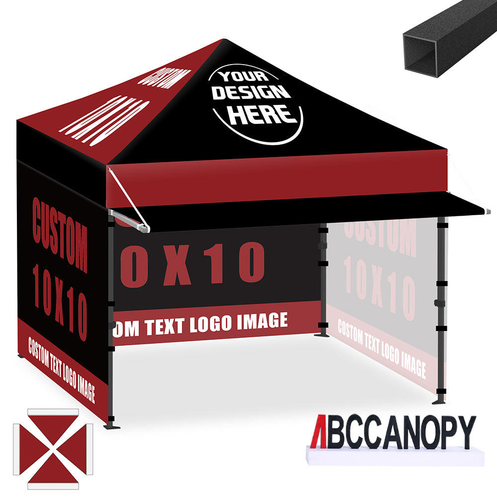ABCCANOPY 10x10 Custom Pop Up Canopy Tent with Awning & Sidewalls (S1 Nova Base