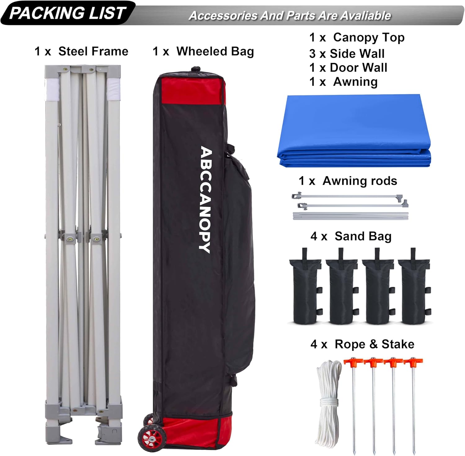ABCCANOPY S1 Nova Base® - Lite Commercial Pop Up Canopy Tent with Awning 10x10/10x20