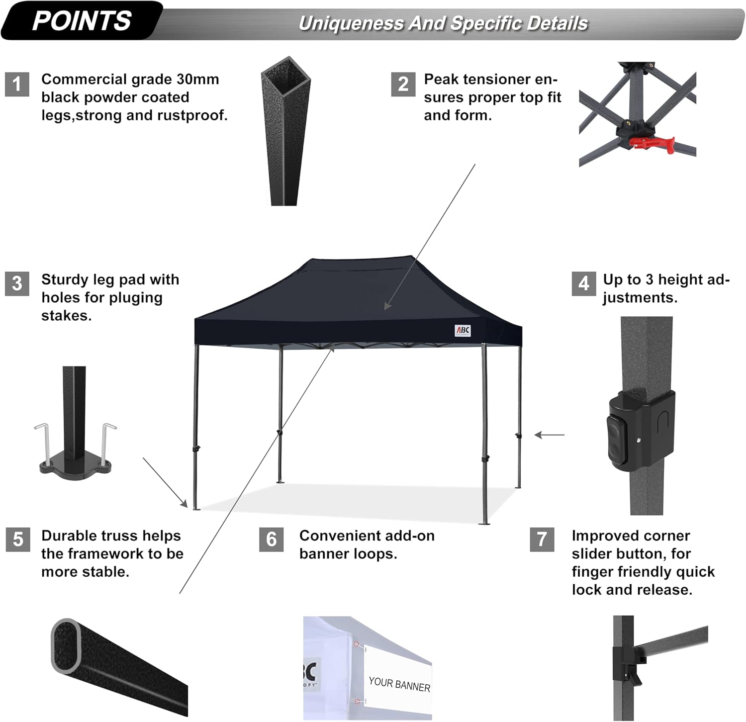 S1 Nova Base® - Lite Commercial Pop Up Canopy Tent 8x8/8x12/8x16