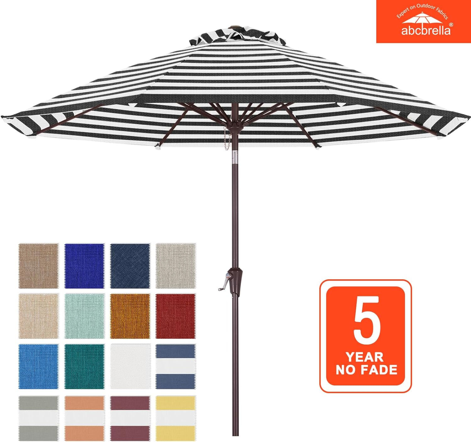 8 ft patio table umbrella sunbrella ABCCANOPY 9FT Patio Umbrella Outdoor Table Umbrella 8 Ribs OLEFIN 5-Year No Fading Black Stripe