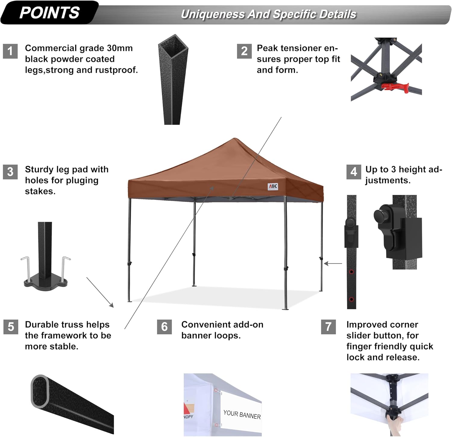 ABCCANOPY S1 Nova Base® - Lite Commercial Pop Up Canopy Tent 10x10/10x15/10x20